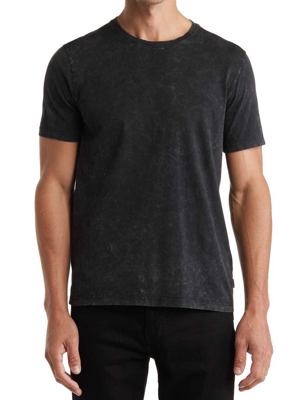 John Varvatos Distressed Black Short Sleeve Crew T-Shirt